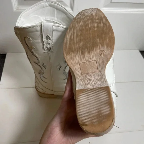 Pierre Dummer White &  Silver Cowboy Boots - Picture 7 of 15